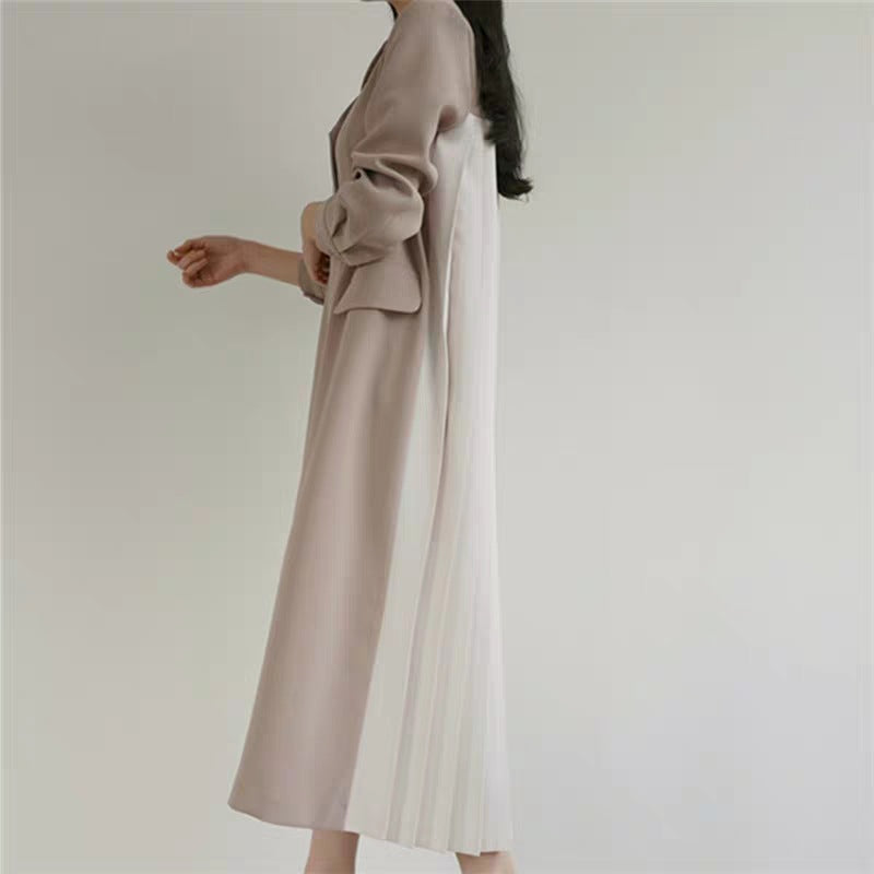 Women's Longer Duster Coat with Pleated Back Panel and Boxy Silhouette Mune Fashion