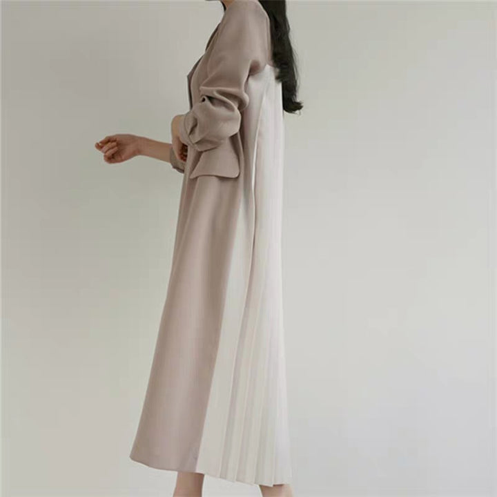 Women's Longer Duster Coat with Pleated Back Panel and Boxy Silhouette Mune Fashion