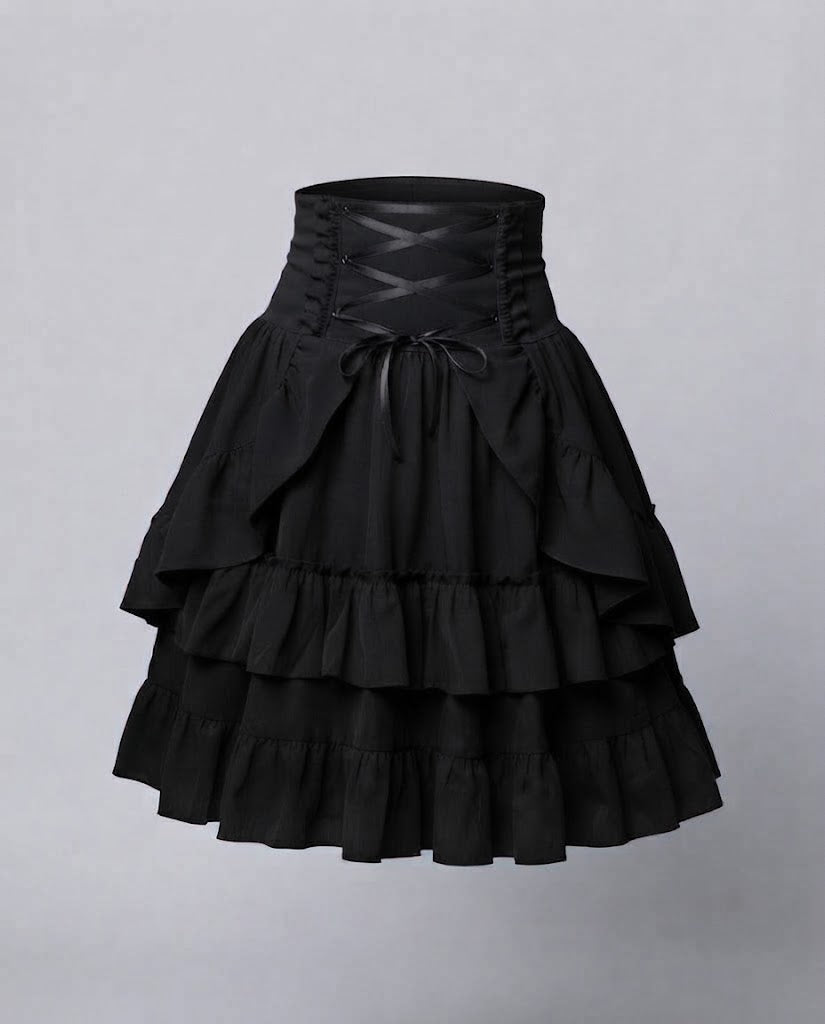 Women Sweet Ruffled Dress with Apron Design and Lacing Details Mune Fashion