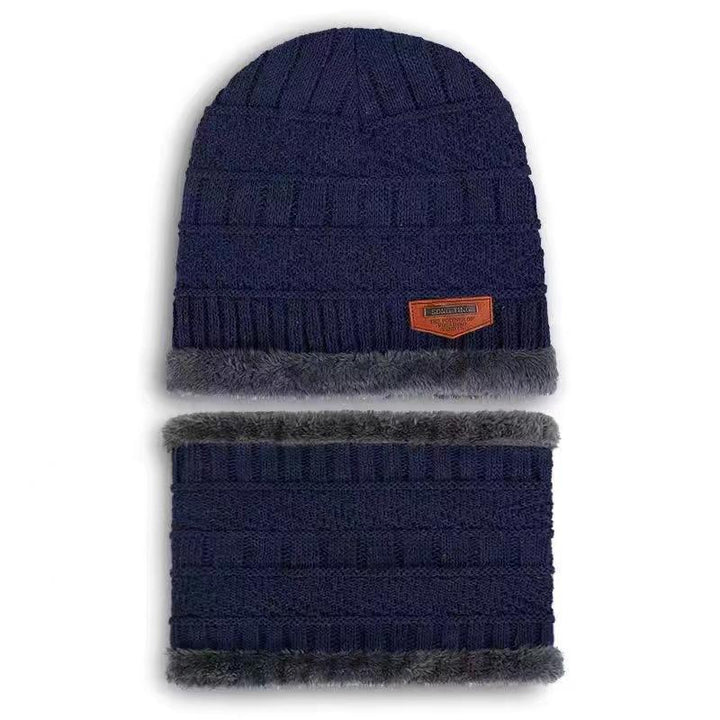 Knitted beanie with scarf, lined, men, winter
