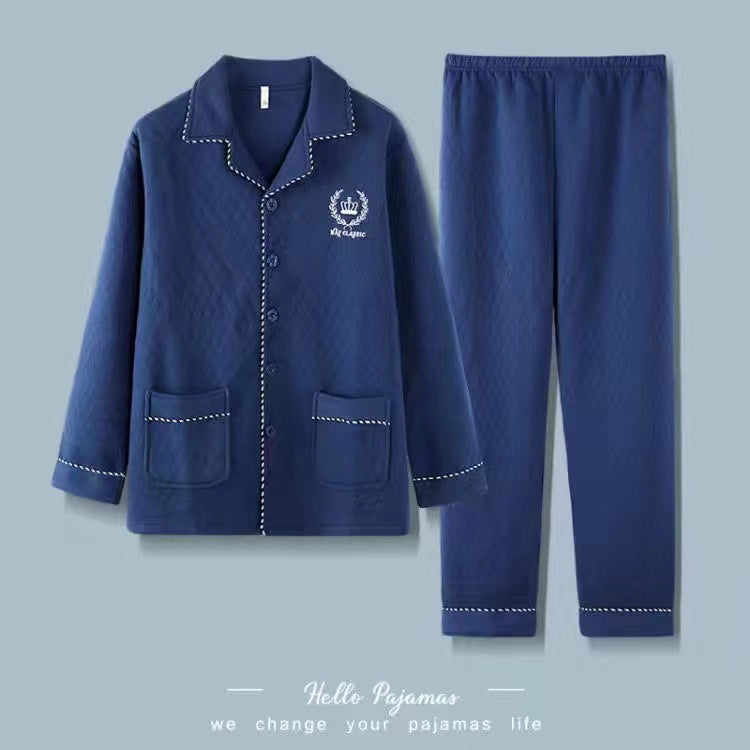 Men's pajamas, 3-layer, cotton, quilted