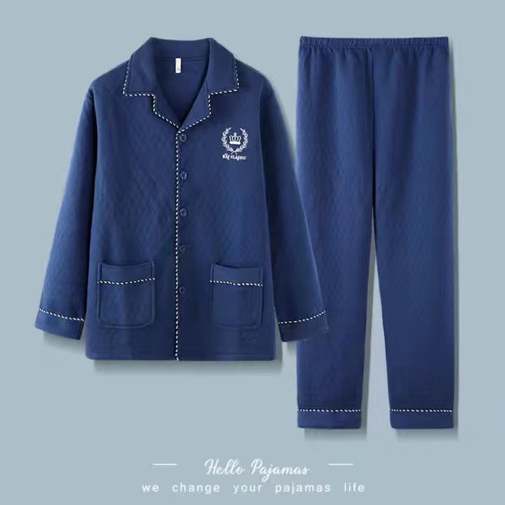 Men's pajamas, 3-layer, cotton, quilted