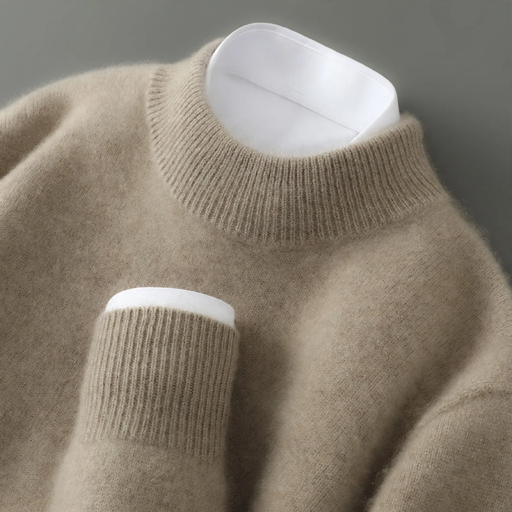 Men's Wool Sweater, Crew Neck, Solid Color, Business Casual