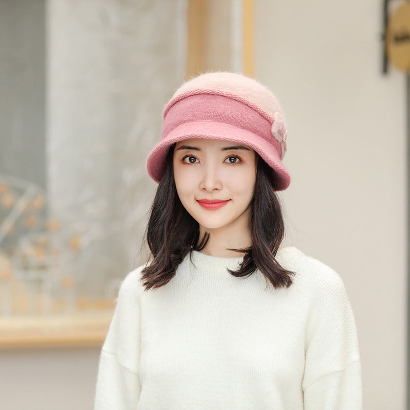Winter knitted hat with scarf, lined
