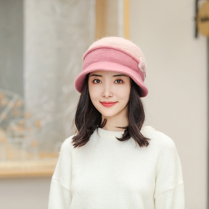 Winter knitted hat with scarf, lined