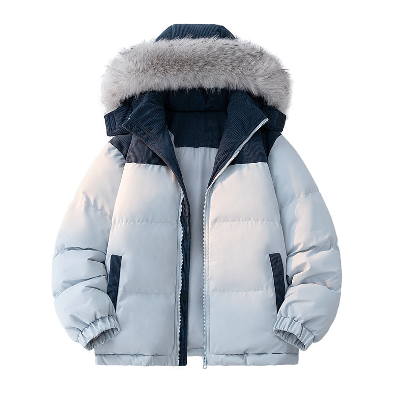 Padded unisex quilted jacket with stand-up collar