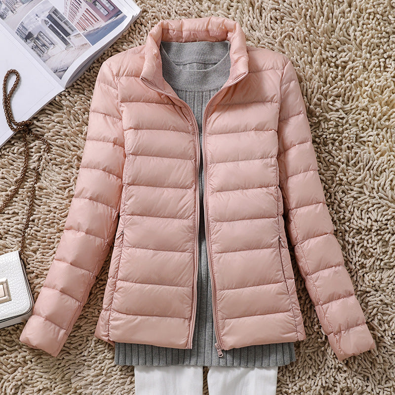 Women's Down Jacket, lightweight, Stand-up Collar