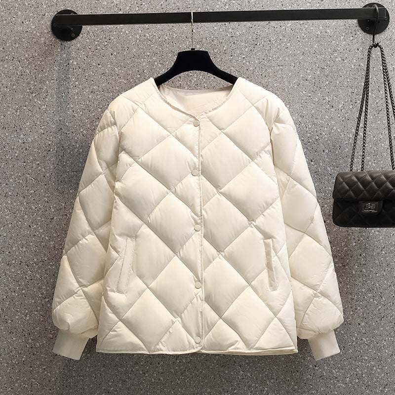 Women's quilted jacket, short, diamond pattern