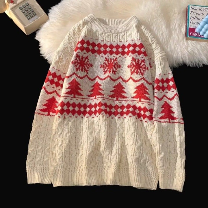 Retro knit sweater in American style
