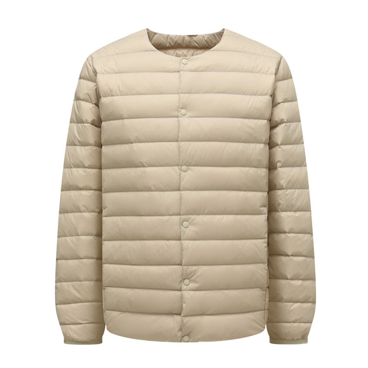 Unisex down jacket, lightweight, with adjustable neckline