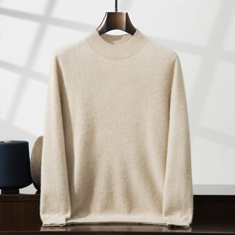 Men's Cashmere Sweater, Stand-Up Collar, Thin