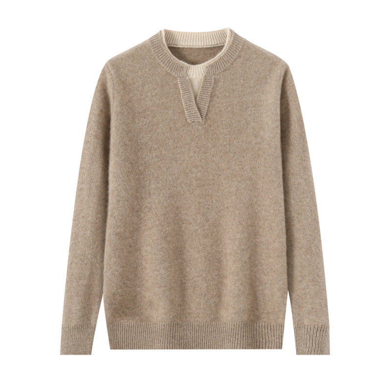 Men's wool pullover, round neck, thick knitted