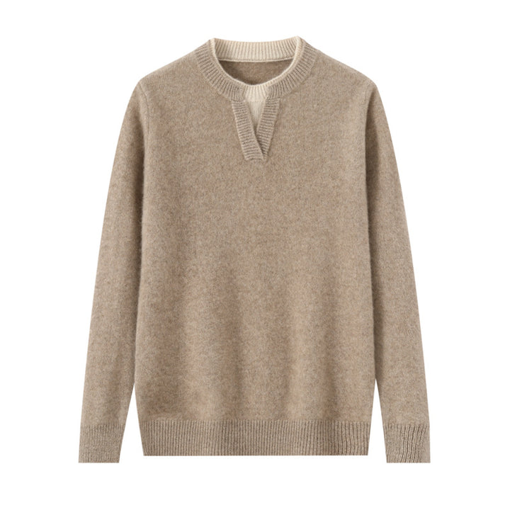 Men's wool pullover, round neck, thick knitted