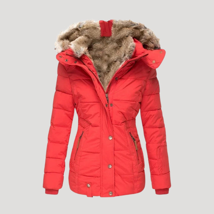 Mune | Women's Padded Winter Coat with Faux Fur Collar Jacket