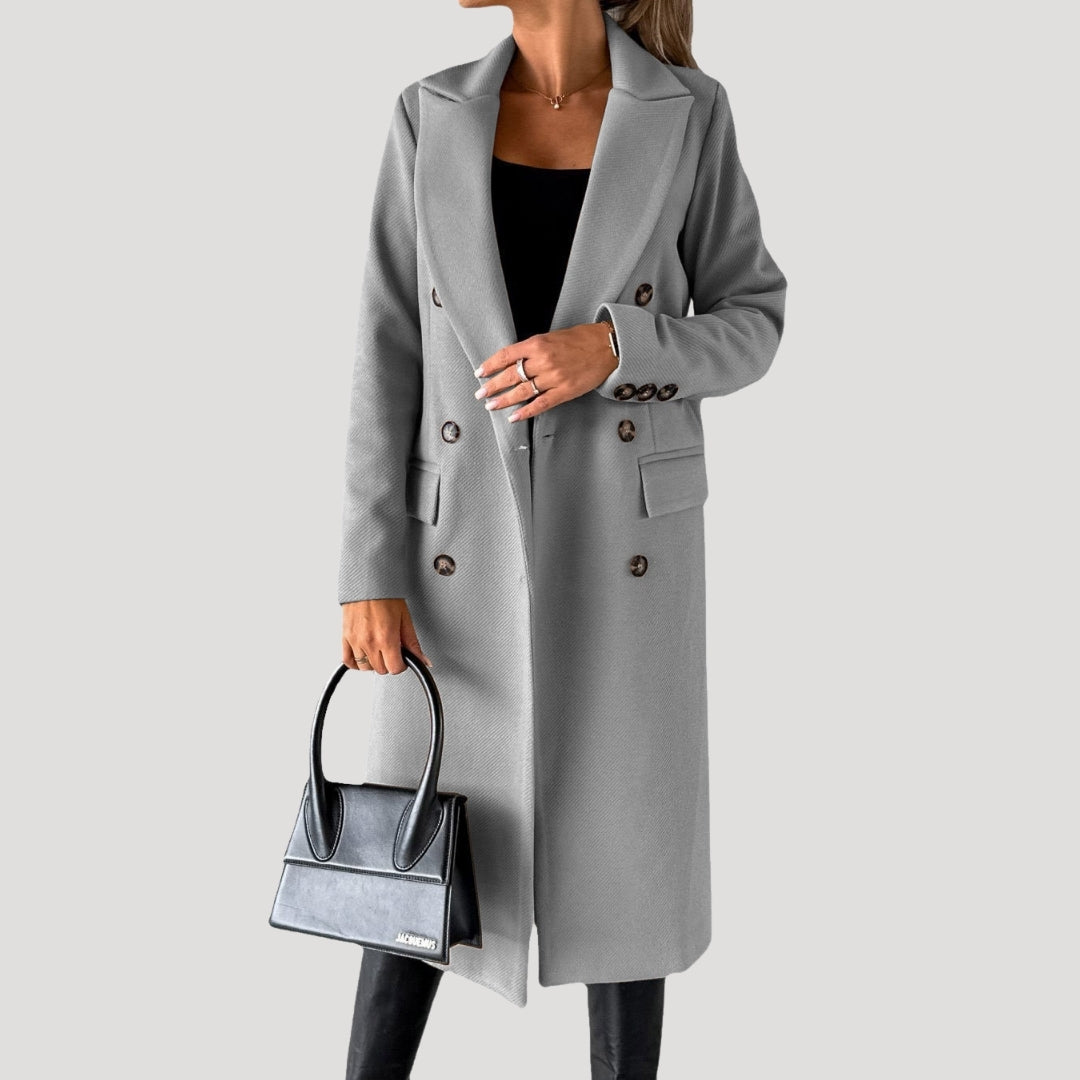 Mune | Women's long winter coat – double button placket tailored cut