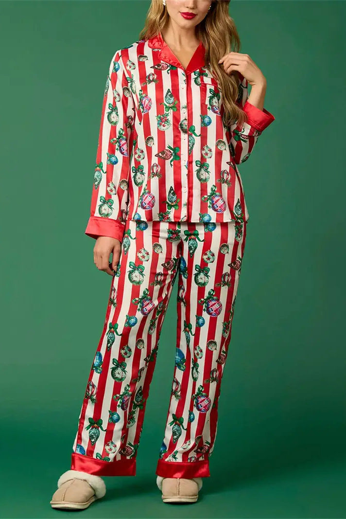 Mune | Christmas Festive Striped Pattern Pajama Set