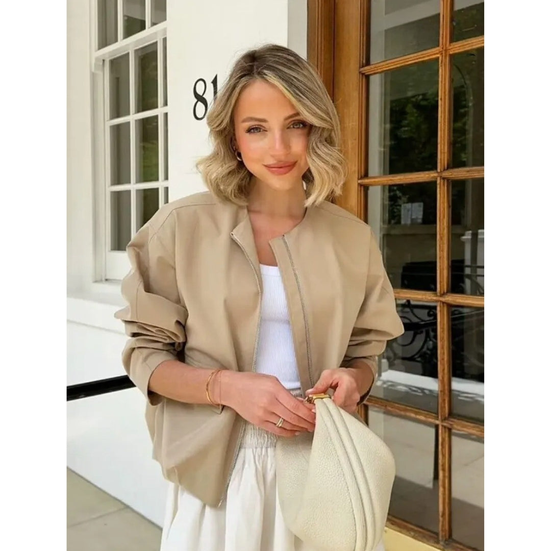 Mune | Women's beige lightweight Zip-Up bomber jacket