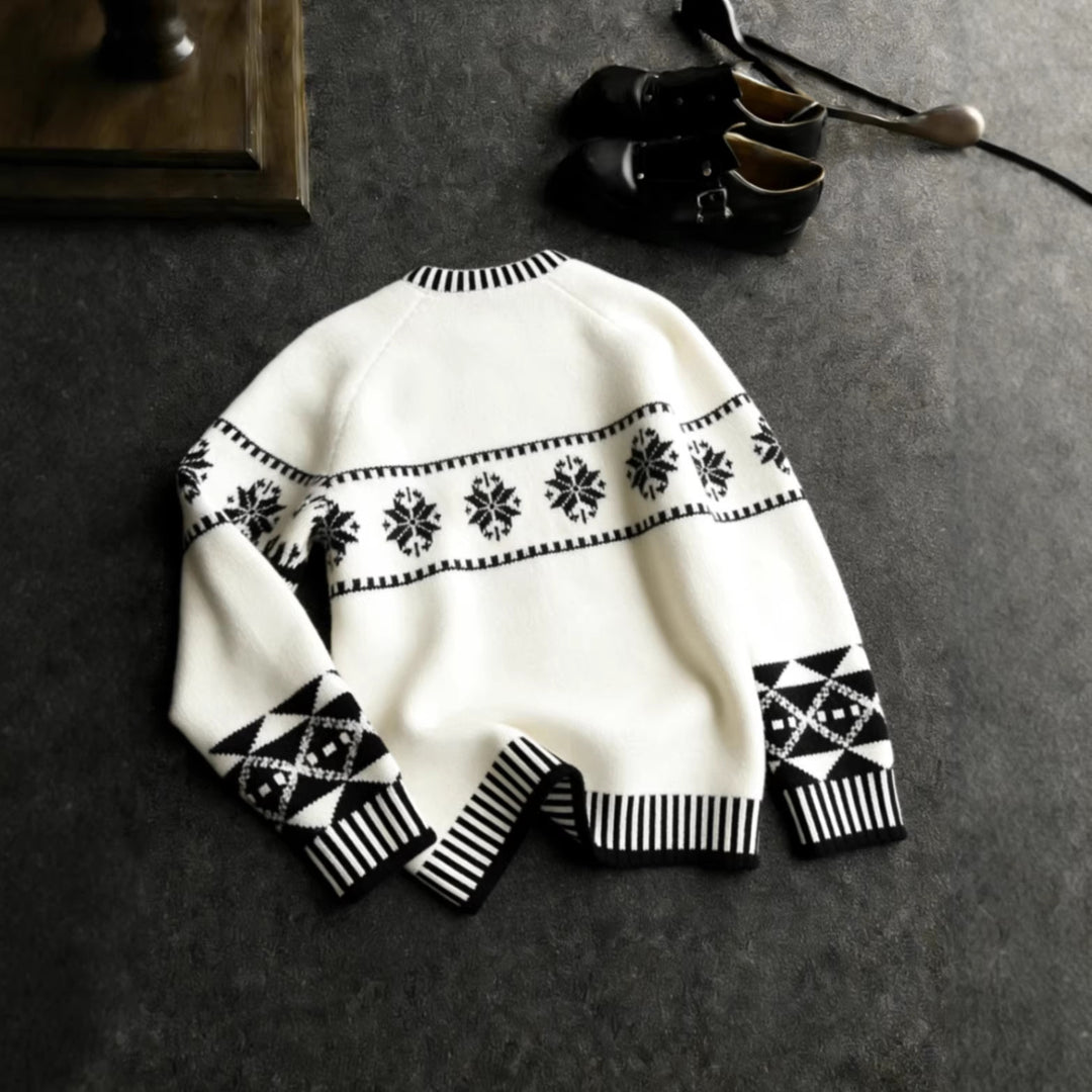 Nordic knit sweater with jacquard pattern