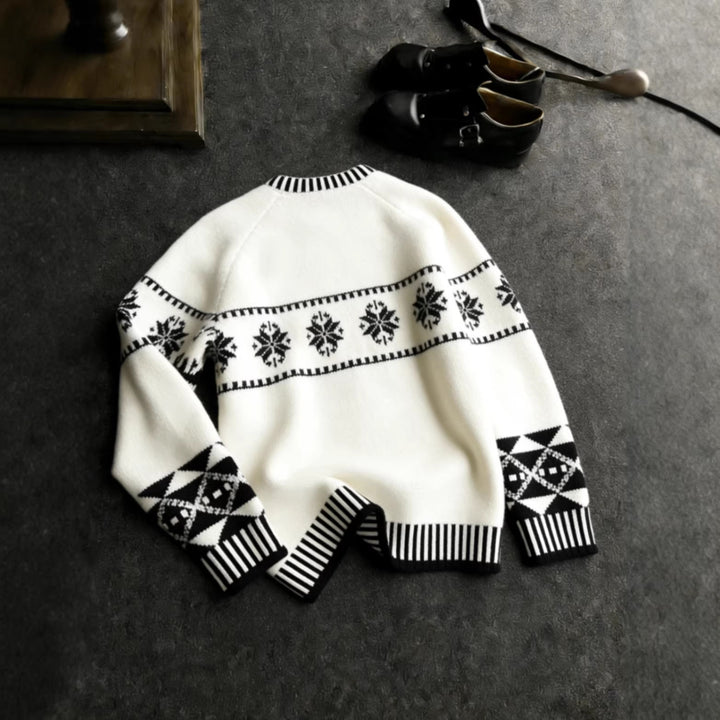 Nordic knit sweater with jacquard pattern