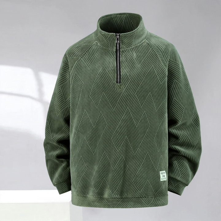 Padded men's sweater with zipper, plus size