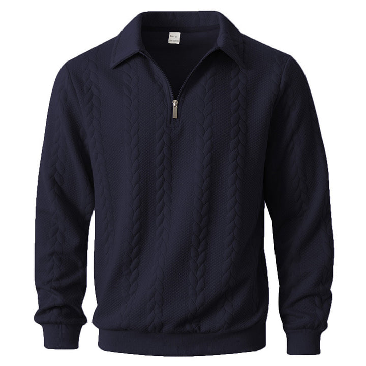 Men's sweatshirt with zipper and laydown collar