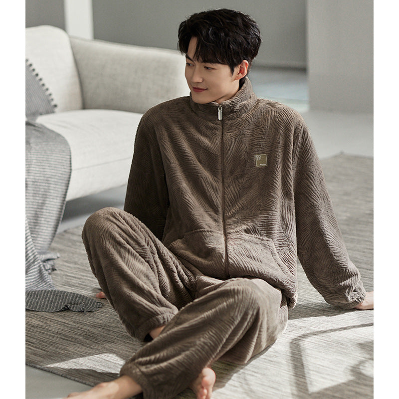 Warmer Herren-Pajama mit Reißverschluss