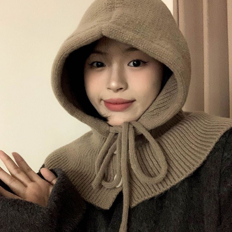 Versatile Knit Set: Hooded Scarf and Cloak