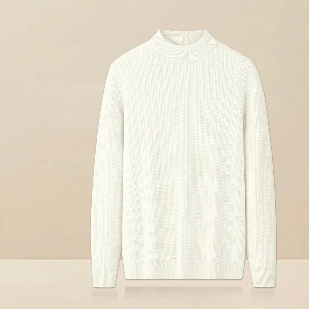 Men's knitted sweater with stand-up collar