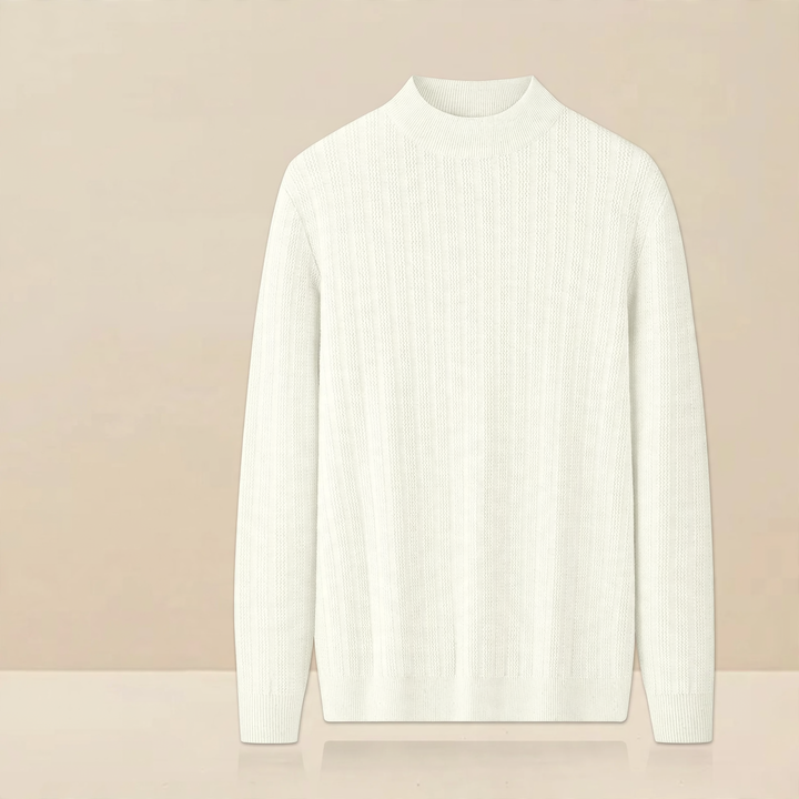 Men's knitted sweater with stand-up collar