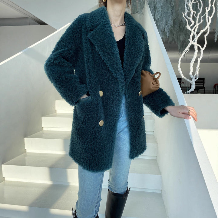 Mid-length sheepskin coat, various colors