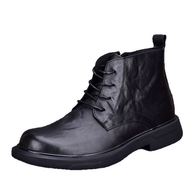 Men's leather boots, insulated, slip-resistant