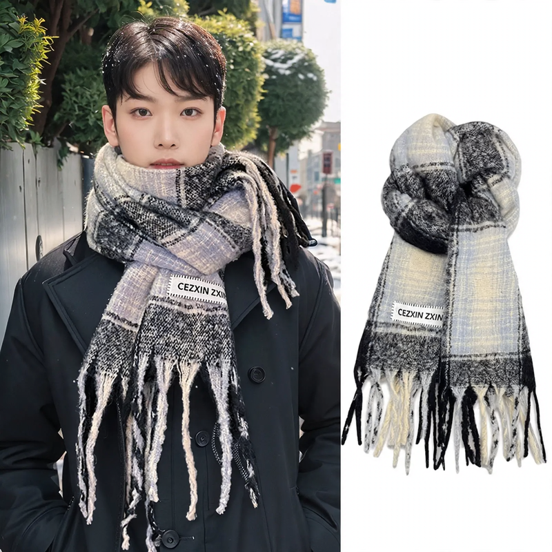 Classic checkered scarf, 200 cm, warming