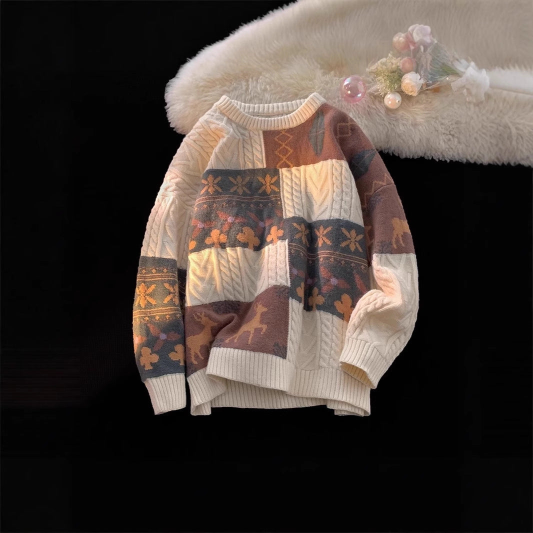 Knit pullover with round neck, vintage style
