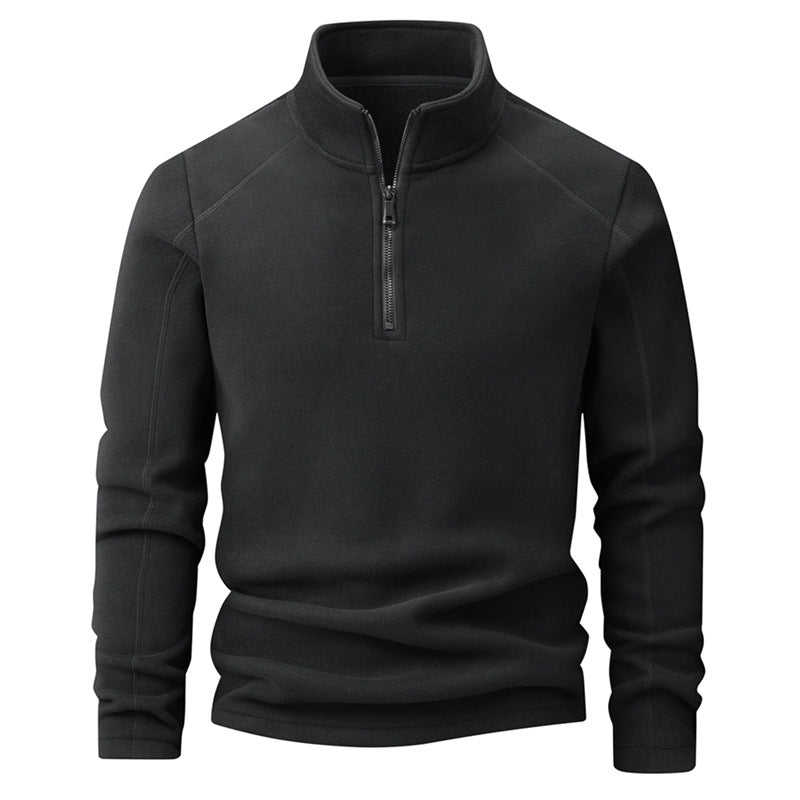 Fleece sweatshirt with stand-up collar and zipper