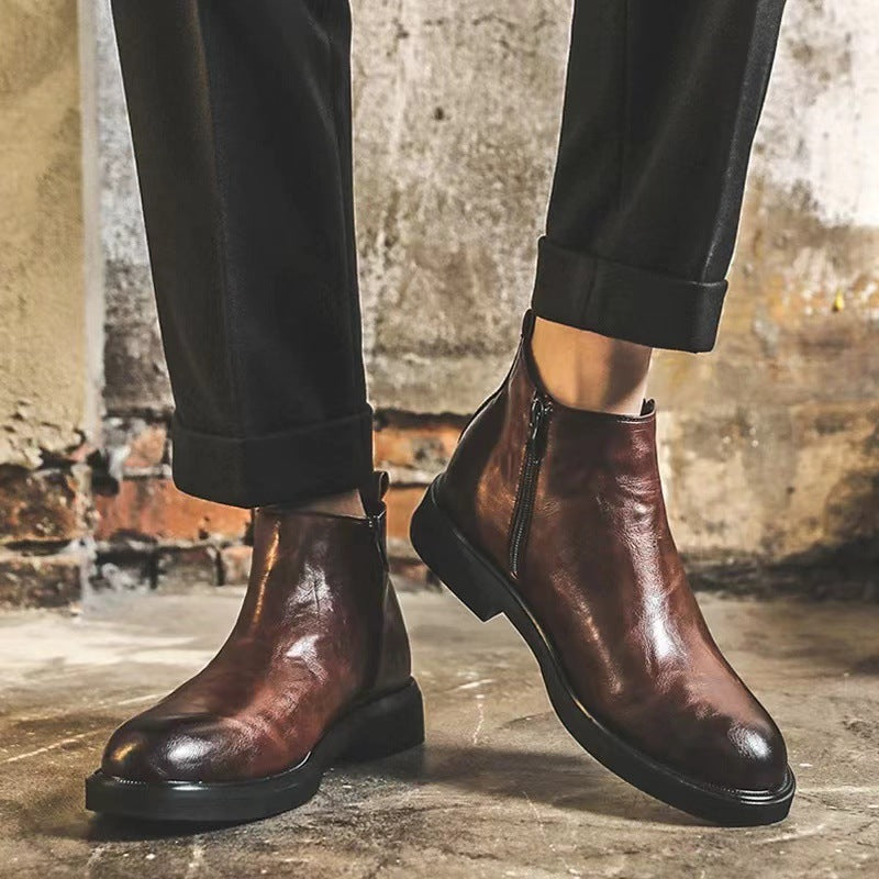 Modern Men's Chelsea Boots with Side Zipper