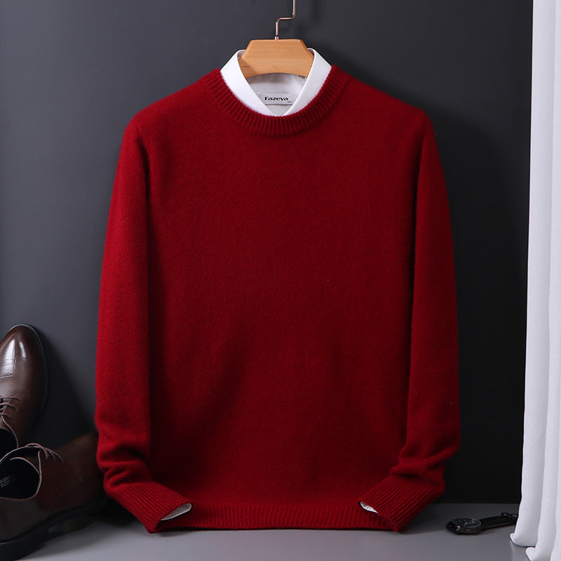 Men's Wool Sweater, Crew Neck, 100% Wool, Reinforced