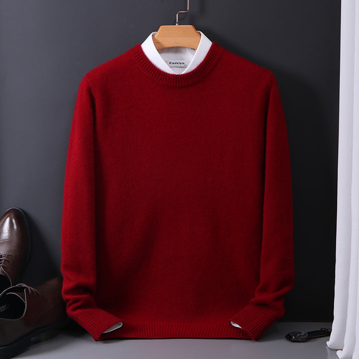 Men's Wool Sweater, Crew Neck, 100% Wool, Reinforced