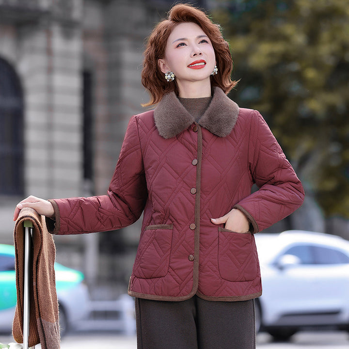 Ladies winter jacket with faux fur collar and lining