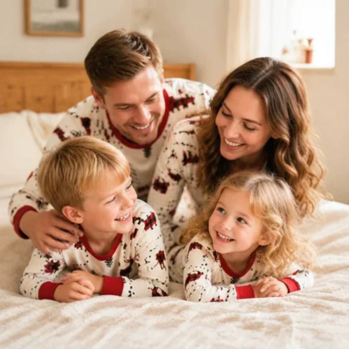 Family pajamas sets in festive design