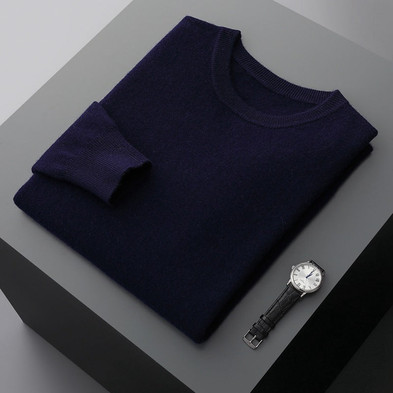 Men's cashmere sweater, crew neck, warm, 350g