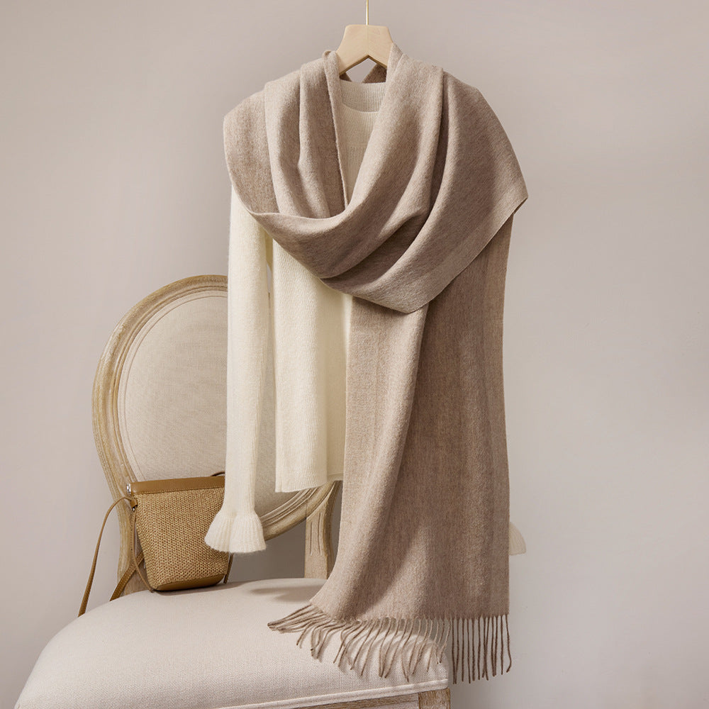 Wool scarf with fringes, 35x190cm