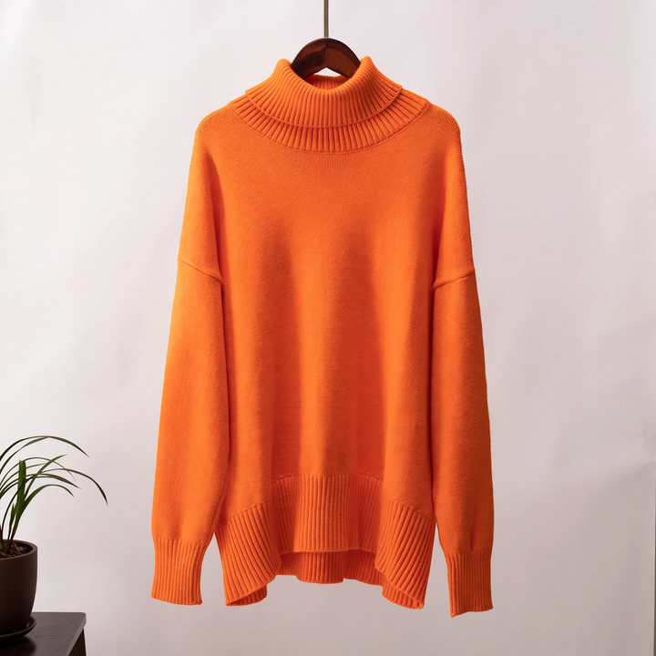 More elegant, loose women's turtleneck sweater