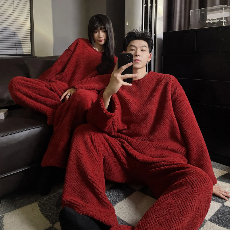 Warmer loungewear for couples, flannel, lined