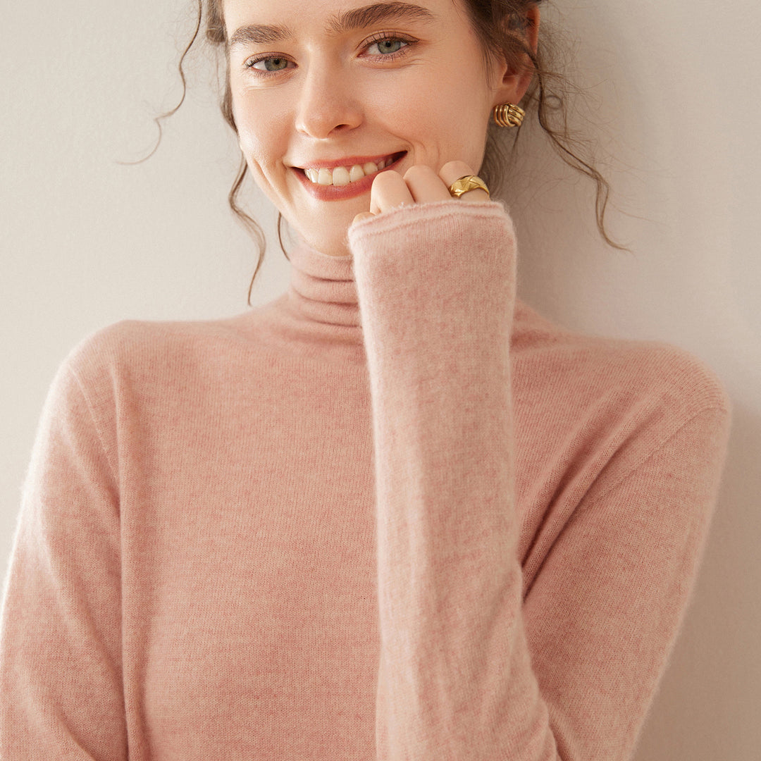 Soft cashmere sweater with stand-up collar