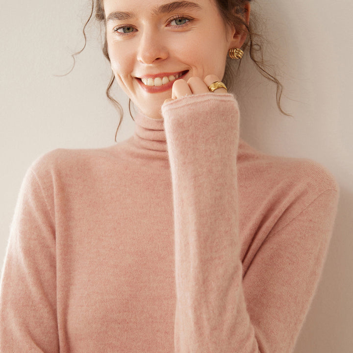 Soft cashmere sweater with stand-up collar