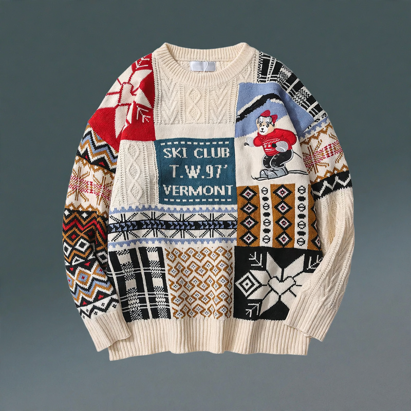 Nordic retro knitted sweater, lined, for women and men