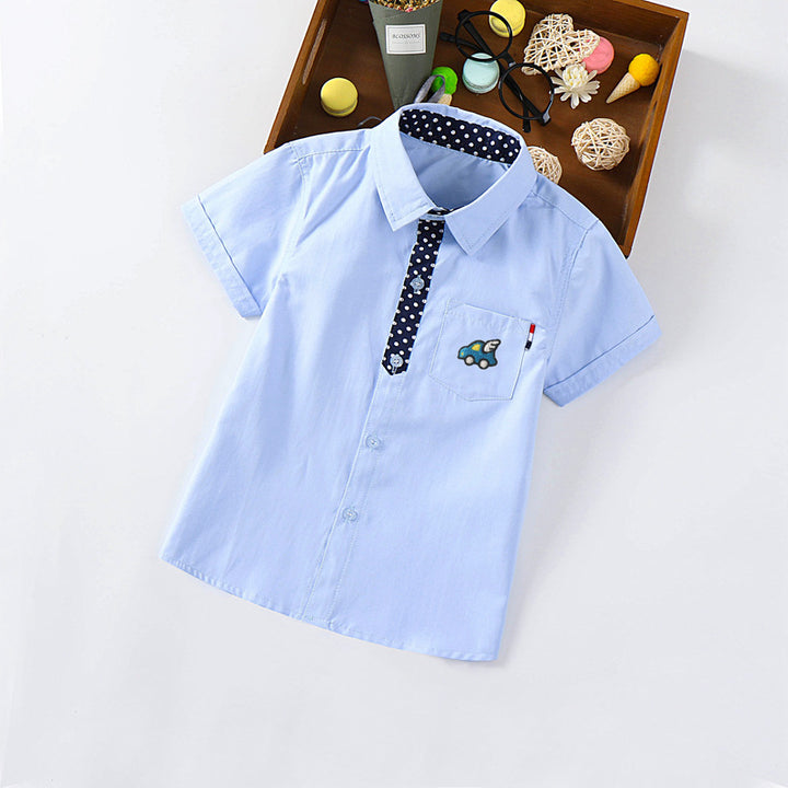 Stylish short-sleeved shirt for boys with playful application Mune Fashion
