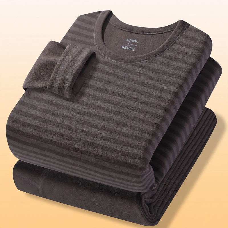 Men's thermal underwear set, padded, round neck