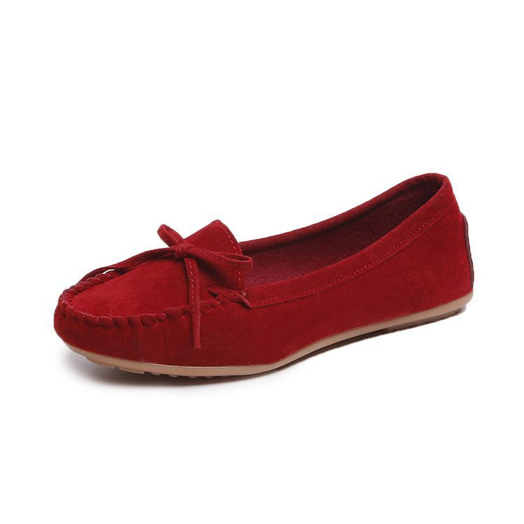 Women's feminine velvet slip-on loafers with hand-stitched vamp, decorative bow and cushioned memory insole Mune Fashion