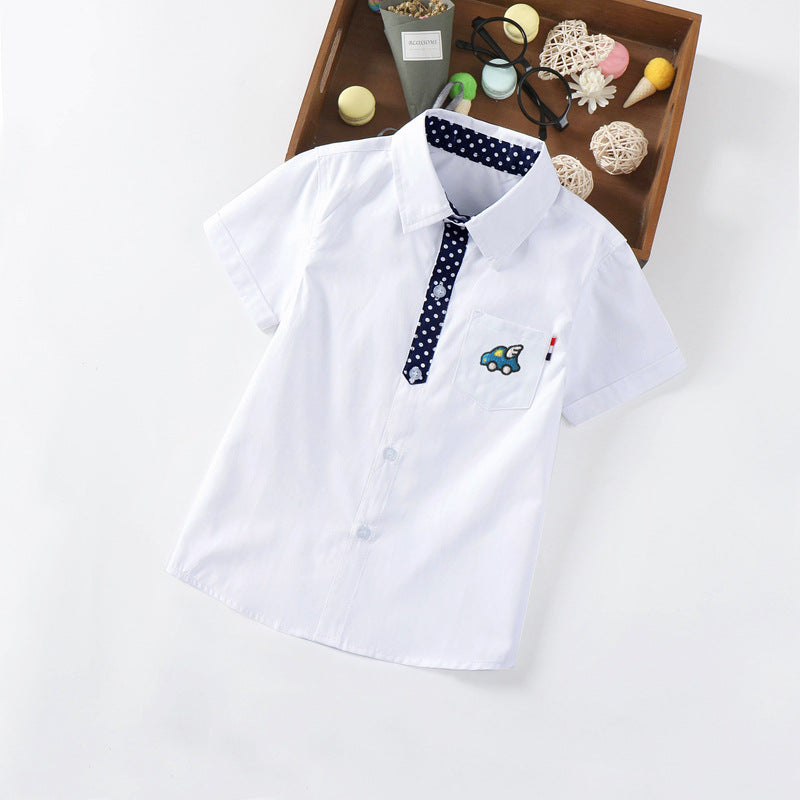 Stylish short-sleeved shirt for boys with playful application Mune Fashion